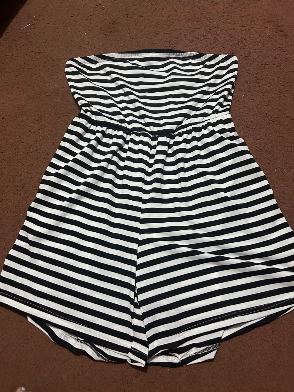Black & White Striped Kids Romper Shorts